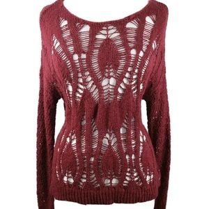 American Eagle Outfitters Maroon Knitted Sweater